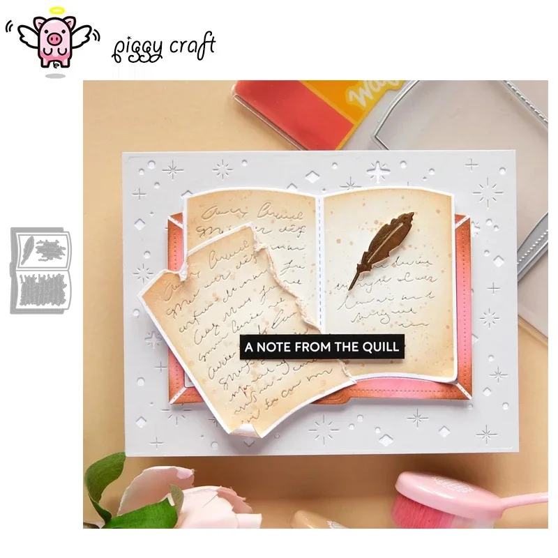 Piggy Craft металлические штампы для резки пресс-форма конверт книги перо скрапбук