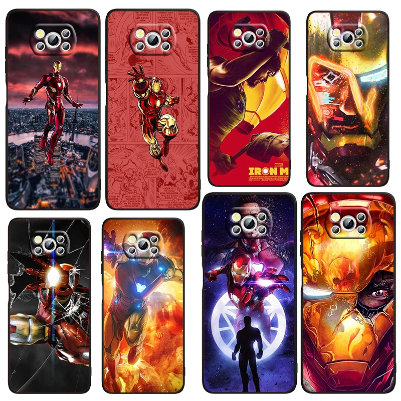 

Marvel Iron Man Art For Xiaomi Civi Mi Poco X4 X3 NFC F3 GT M4 M3 M2 X2 F2 Pro C3 4G 5G Soft TPU Cover Black Phone Case