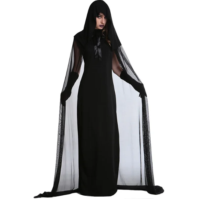 

Women Vampire Day Of The Dead Witch Gothic Bride Scary Costumes Halloween Dresses Carnival Party Horror Devil Spooky Fancy Cloak
