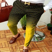 retro pattern print straight long pants men casual business mid waist zipper suit trousers mens spring autumn fashion streetwear