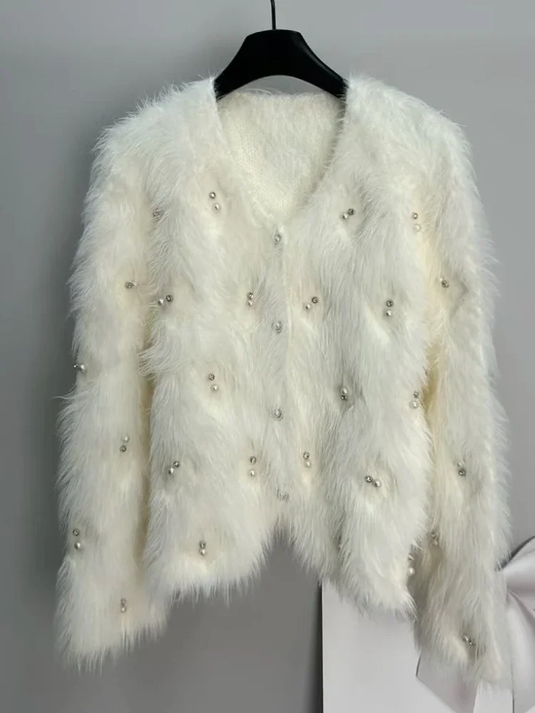 Зимняя мода элегантный свободный кардиган с длинными рукавами женский дизайн