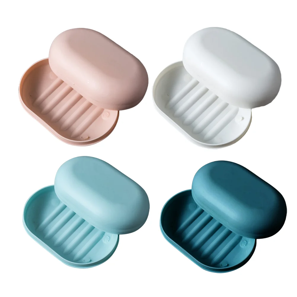 

Soap Dish Box Travel Holder Case Containerbar Bathroom Saver Lids Storage Leakproofsealing Basketconditioner Shampoo Lid Black