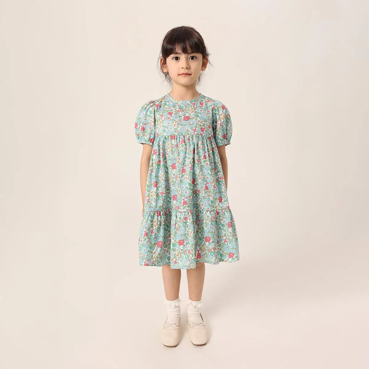 

MARC&JANIE Girls Summer Floral Puff Sleeves Dresses 220317 French Series