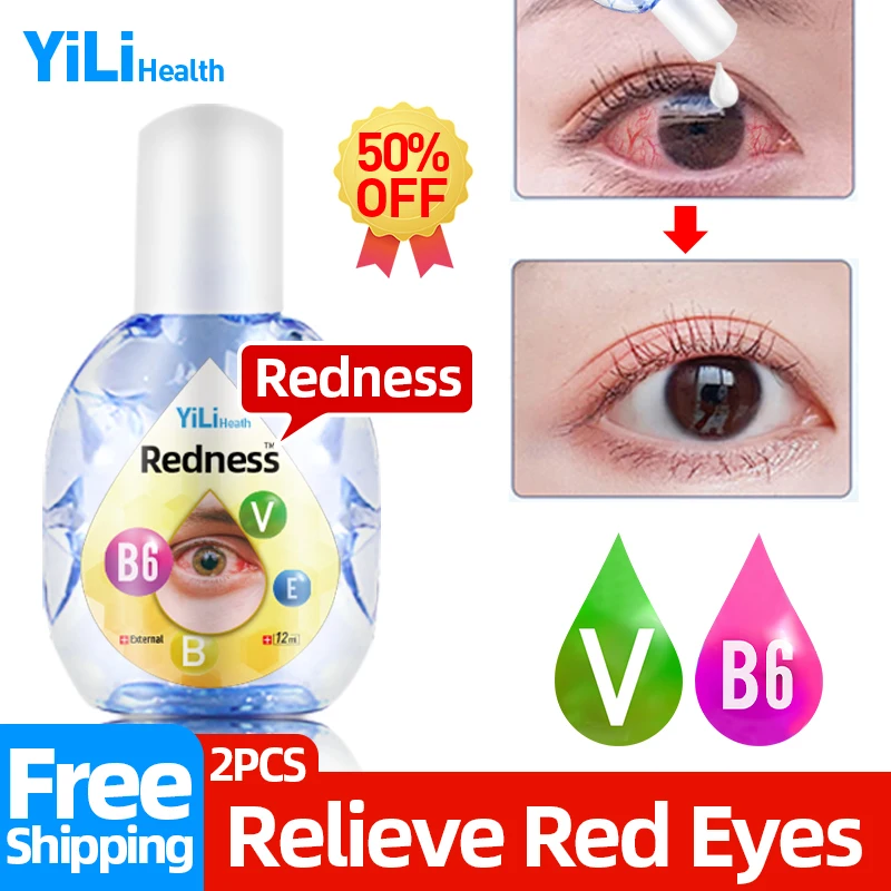 

Red Eye Relief Vitamin B6 Eye Drops Apply To Bloodshot Eyes Infection Treatment 12ml