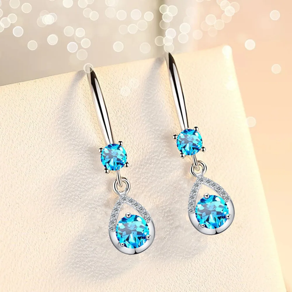 

Wholesale S925 Sterling Women Fashion Jewelry Retro Hollow Blue Pink White Crystal Zircon Hot Selling Long Tassel Earrings