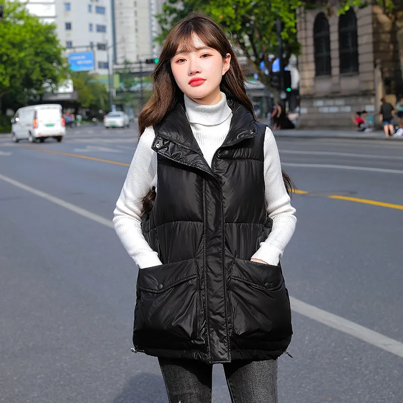 Warm Winter Vest Cotton Women Thick Sleeveless Jacket Casual White Duck Down Gilet Slim Puffer Female Feather Waistcoat 2023 New