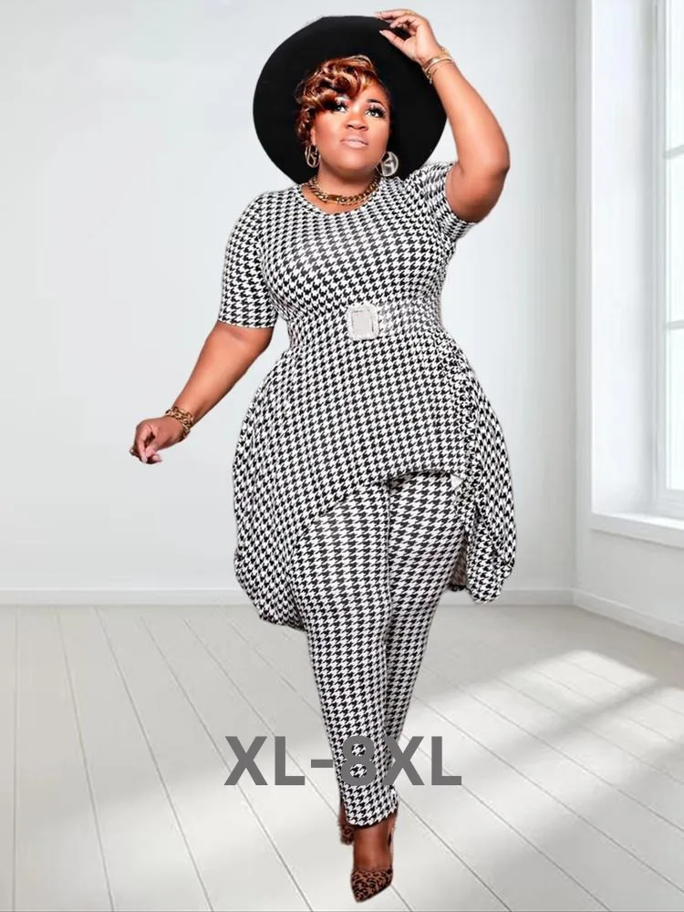 

Plus Size Two Piece Summer Outfits Women Clothing Long Top Leggings Matching Sets Wholesale Dropshippi 3xl 4xl 5xl 6xl