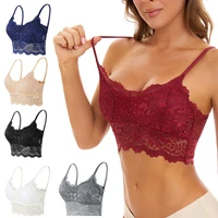 women lace bras top comfortable bralette solid color ladies sexy underwear vest female hollow out wireless lingerie seamless bra