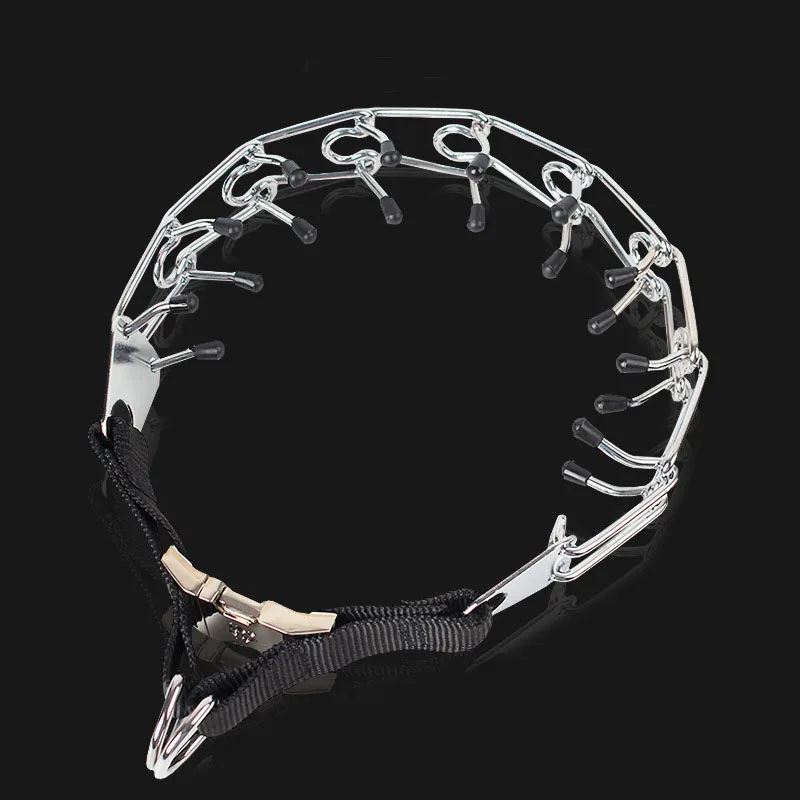 

Pet Collar Pit Bull German Shepherd Training Metal Gear Prong Dog Collar with Quick Release Snap Buckle and Rubber Caps Plated