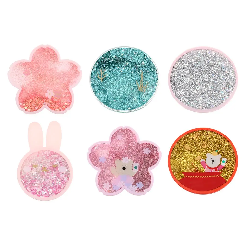 

Cherry Blossom Cartoon Coaster Season Ocean Drink Cup Coasters Quicksand Cup Mat Silicone Mug Mat Heat Insulation Pad