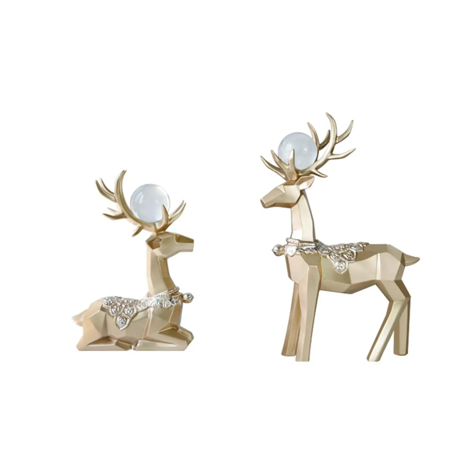 

2Pcs Reindeer Figurines Resin Crafts Ornaments Nordic Style Resin Deer Statues for Home Desktop Bookshelf Decoration Accents