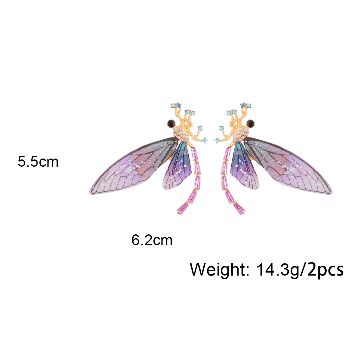 Новинка 2024 трендовые красочные серьги в виде стрекозы из акриловой смолы с