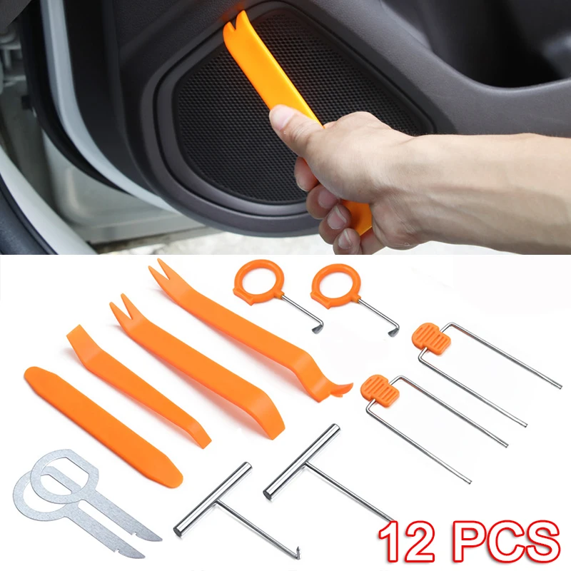 

12pcs/Set Plastic Auto Dismantle Tools Kit Car Radio Door Clip Panel Trim Dash Audio Removal Installer Pry Kit Refit Set