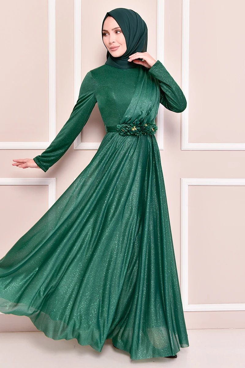 "Серебристое платье, зеленые платья для женщин, платье-Абая, мусульманское женское платье, Саудовская Аравия, Абая, вышитая одежда LIY2828"