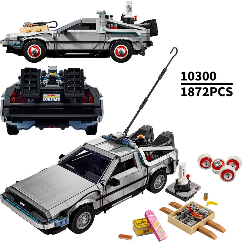 

In stock BackTo The Future Time Machine Supercar 10300 Model Technical Building Kit Block Bricks Children Toys Kid Gift