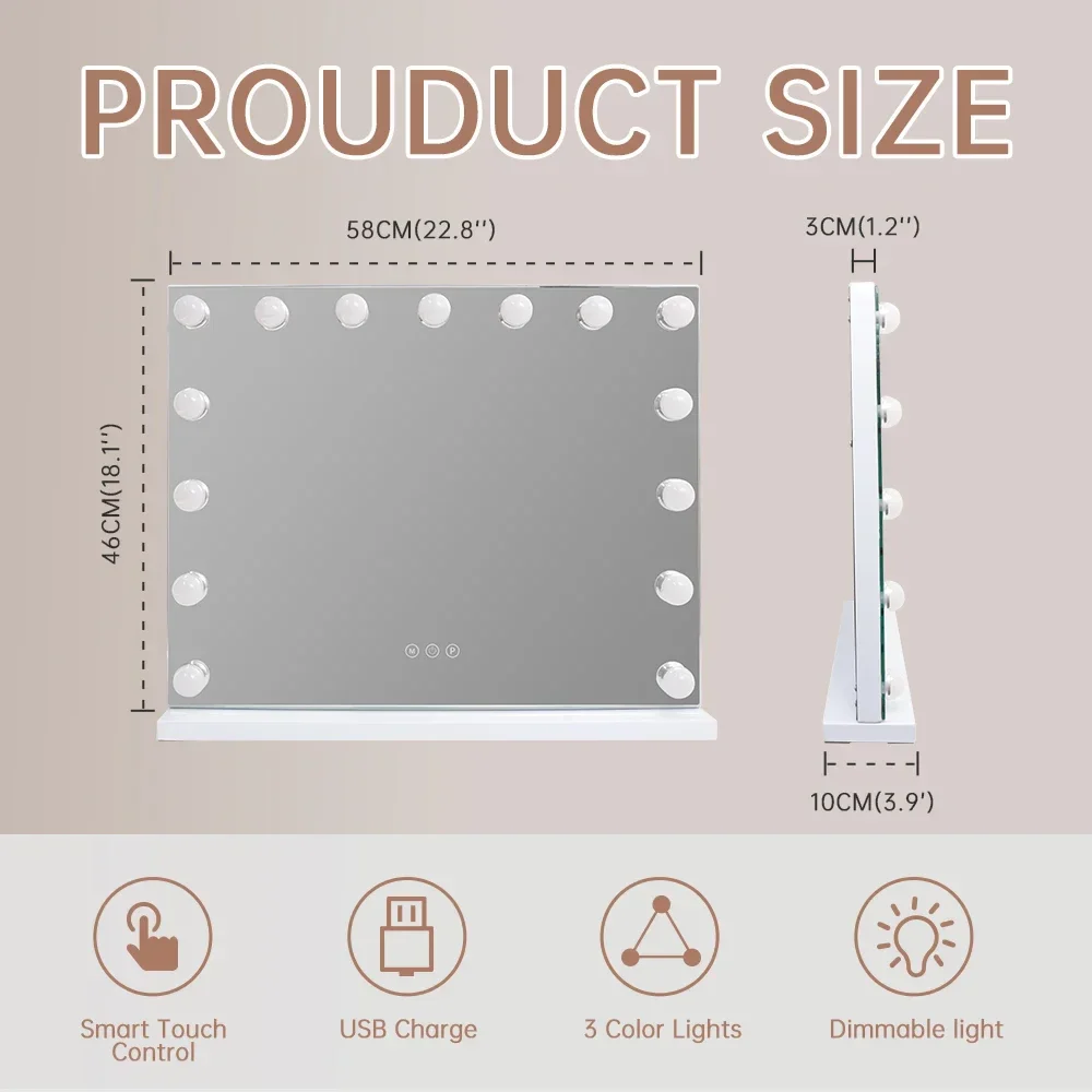 Косметическое зеркало с подсветкой Зеркало для макияжа голливудской и 15