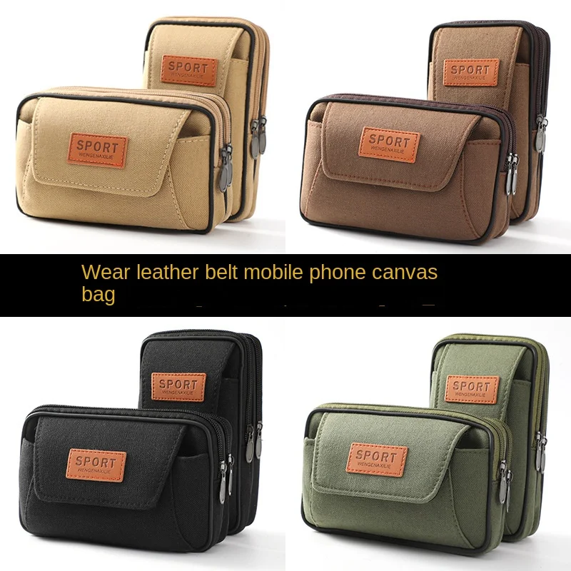 

Bag Canvas Mobile Waist Multi-function Belt Men's Wallet Bag Men's Mobile New Belt Bag Wholesale Phone Bag Phone