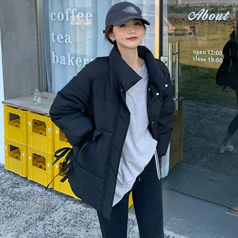 Парки женские свободные нежные дизайнерские повязки стильные теплые толстые