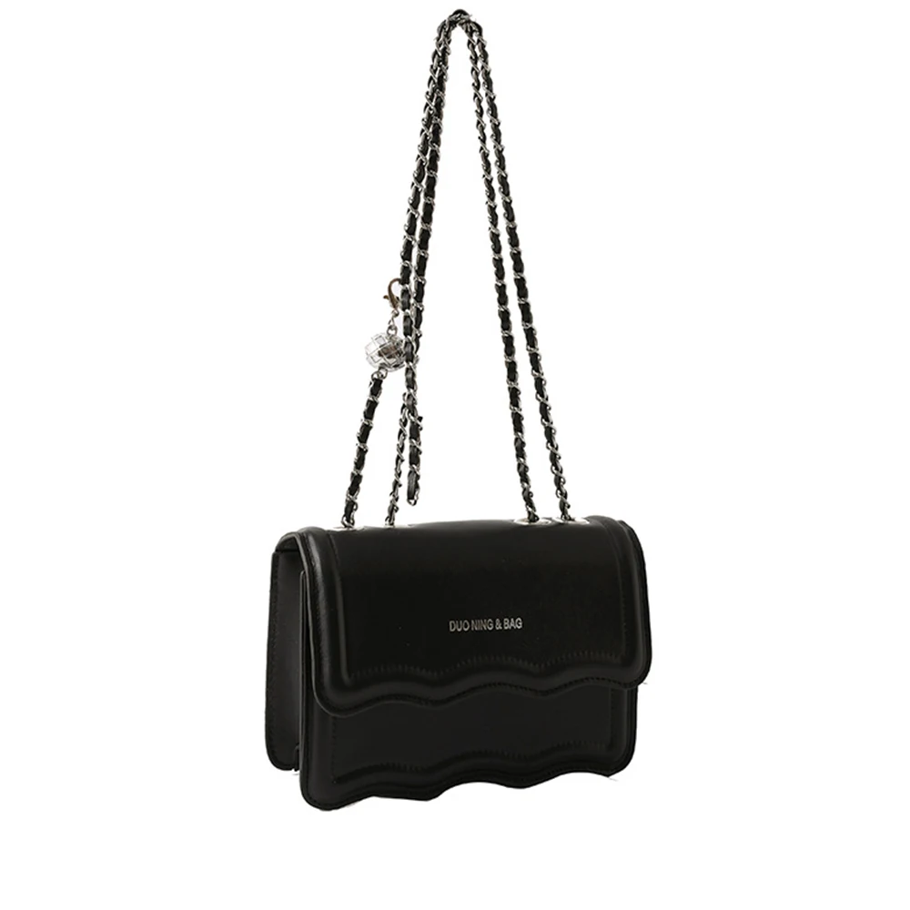 

2023 Light Luxury Wavy Grain Small Square Bag of Women Fashion Shoulder Crossbody Bags Chain Handbag Female Solid Color Purses