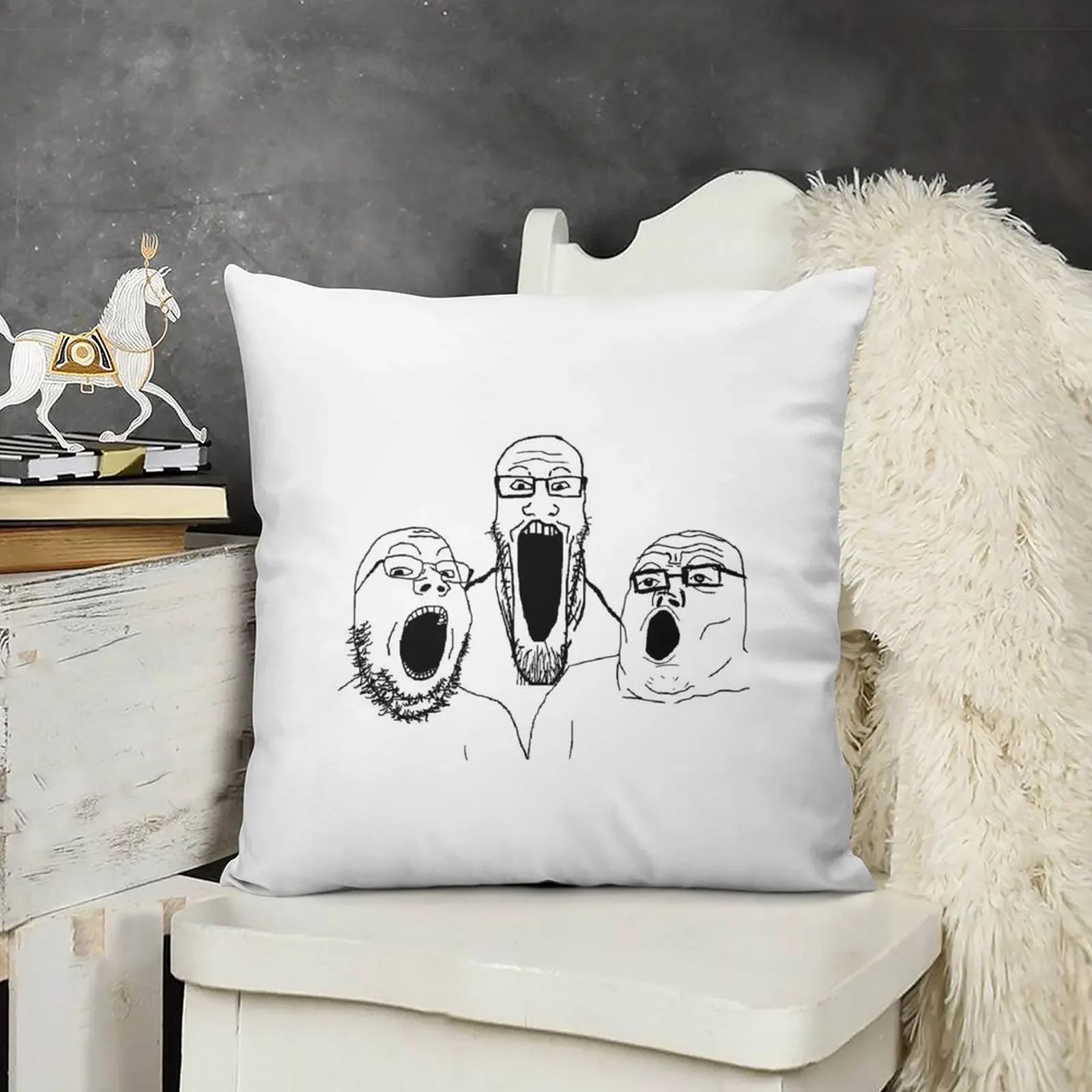 SOY REDDIT 4CHAN BASED AND REDPILLED GROUP WHOLESOME MEME СМЕШНИЙ SOYJAK WOJAK SOYJACK WOJACK F Декоративная подушка