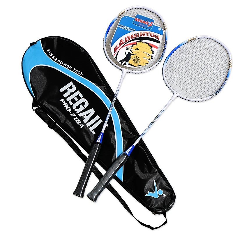 718a Aluminum Alloy Badminton Racket Baking Paint For Metal Two-Color Two-Piece Training Badminton Racket Set