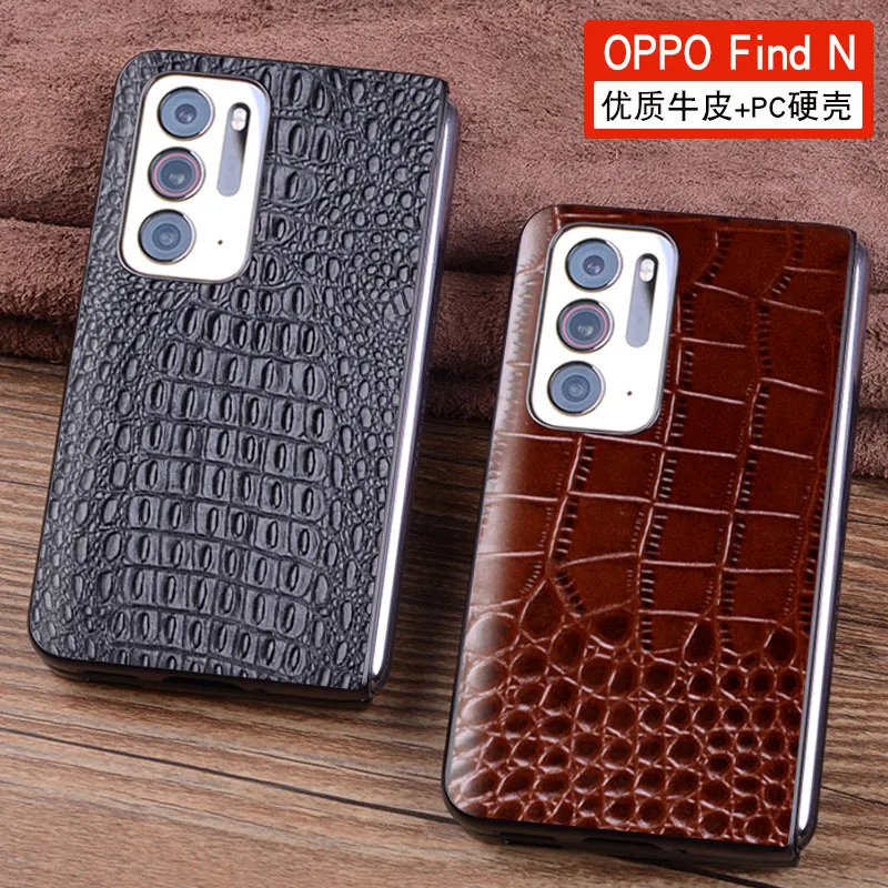 

Hot Luxury Genuine Leather Wallet Business Phone Case For Oppo Find N Magicv Cover Credit Card Money Slot Cover Holster