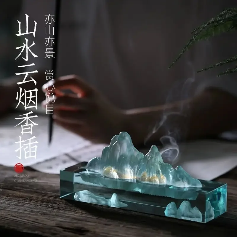 Стеклянное пейзажное украшение проволочная наклейка курильница лежачая дымовая