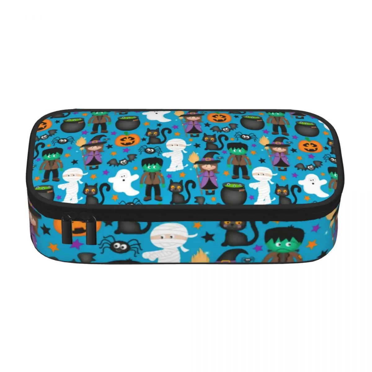 Witch Ghosts Scary Pencil Case Halloween Pattern For Child College Zipper Pencil Box Large Capacity Cute Pen Pouch