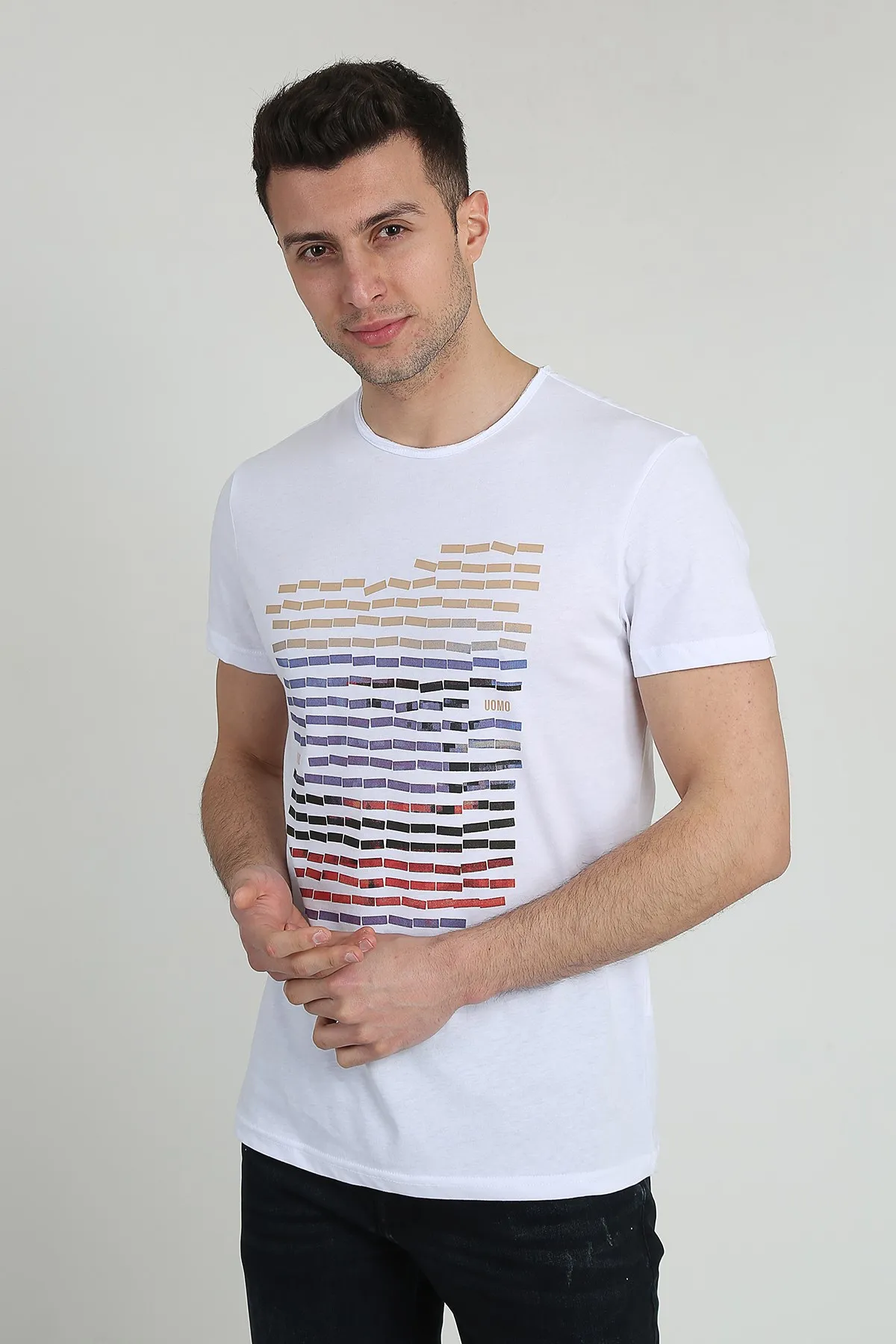 

Men's Cycling Neck Printed T-Shirt 21Y-3400746-1 White