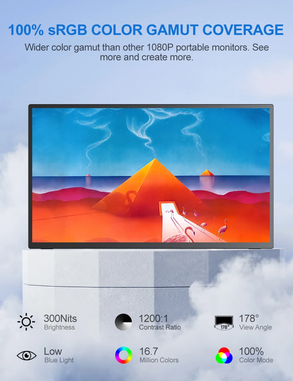 Фото UPERFECT 100 Гц 18,5-дюймовый портативный монитор с отверстием VESA Подставка для ПК Игры Расширенный второй дисплей Большой экран Поддержка типа C HDMI №3