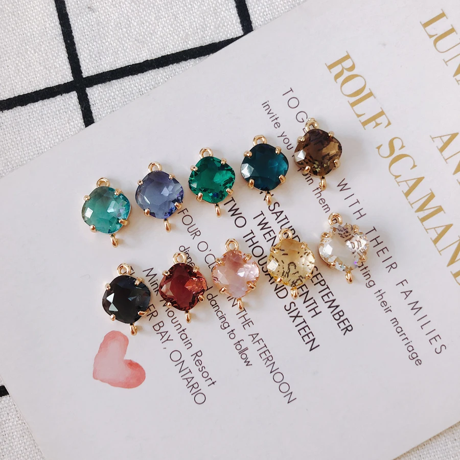 Серьги из сплава 4 шт./лот прямоугольные с двойным отверстием инкрустация камнями