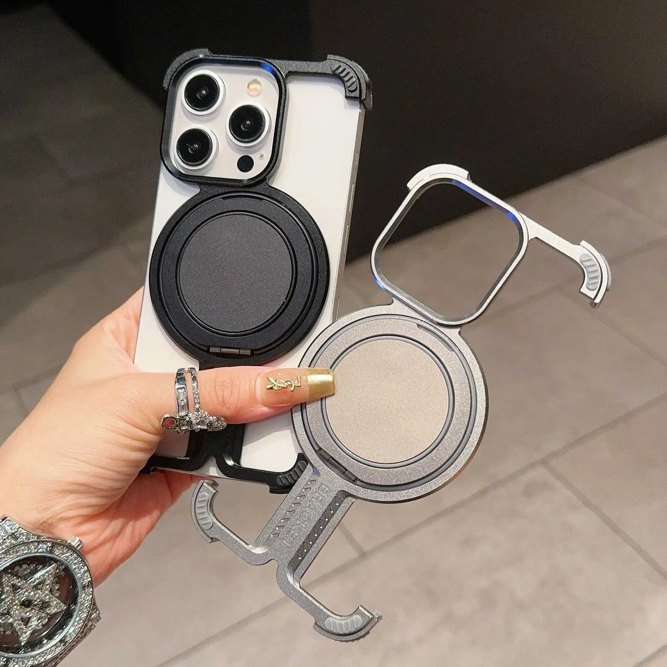 Магнитный чехол для телефона из титанового сплава Iphone 15 14 Plus 12 13 Pro Max вращающаяся