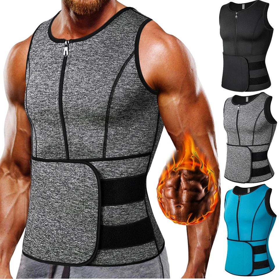 

Neoprene Men Shapers Sweat Vest For Men Waist Trainer Vest Adjustable Workout Body Shaper With Double Zipper For Sauna Suit