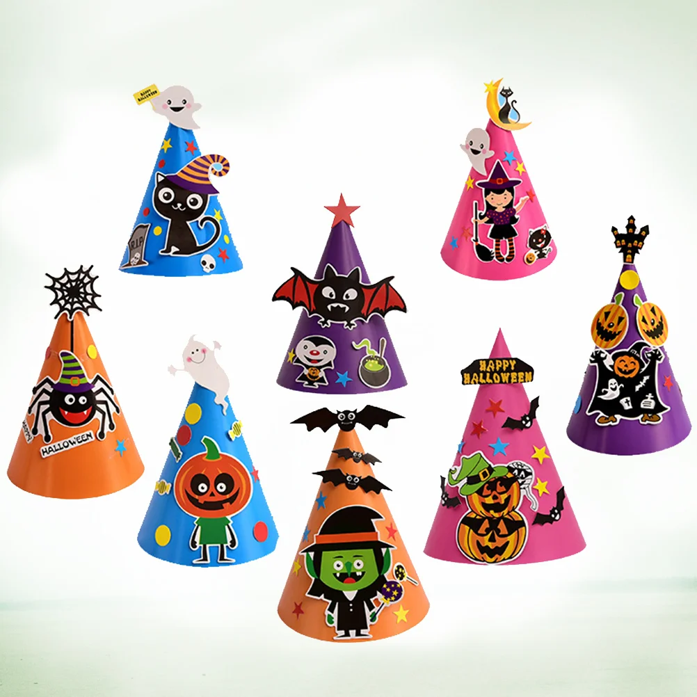 

8 Paper Hats Cartoon Fashion Hats Craft Caps for Masquerade Kids Party