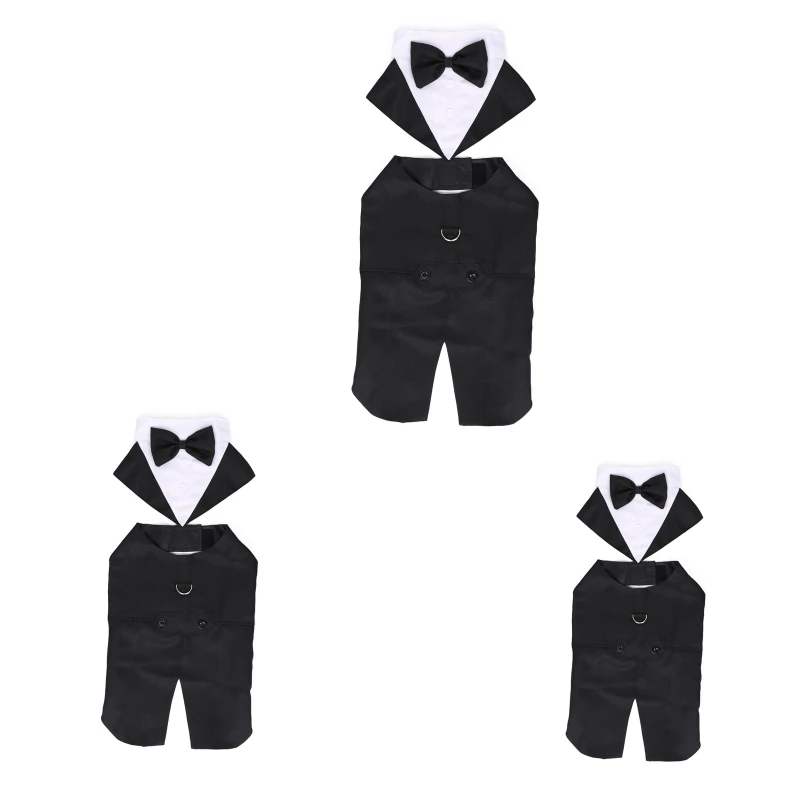 

Gentleman Dog Clothes Wedding Suit Formal Shirt Small Bowtie Tuxedo Pet Outfit