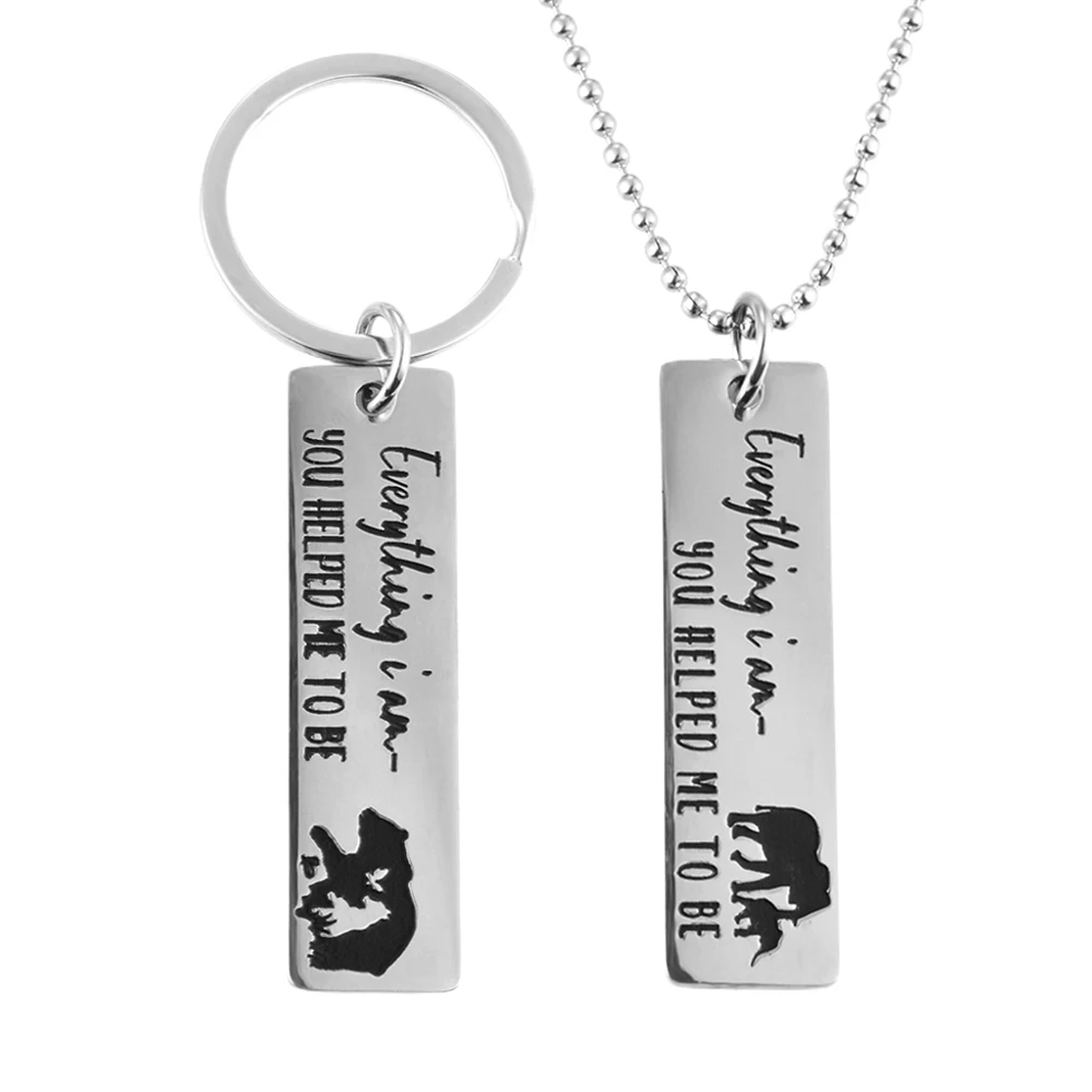

Dropshipping Mom Keychain Mothers Day Birthday Gifts Stainless Steel Pendant Jewelry Everything I Am You Helped Me to Be