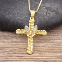 nidin new 11 styles cross inlaid butterfly exquisite zircon necklace women men classic elegance religious jewelry chic gift
