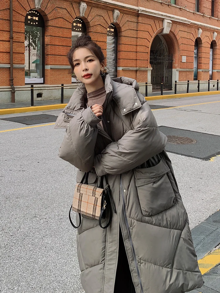 -30 degrees Winter Women Long Parkas Jackets Casual Hooded Thick Warm  Big Pocket Loose Coat Female Outwear Hat Detachable Parka