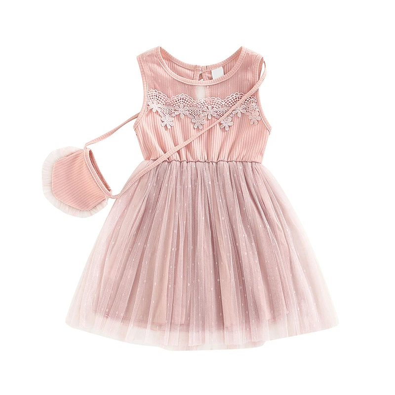 

Summer Princess Dress Outfit Lace Tulle Dress Sleeveless Floral Party Wedding Birthday Dresses For Girls