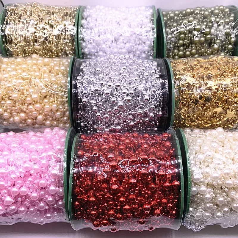 

5 Yards 3-8mm Fishing Line Artificial Pearls Flower Beads Chain Garland Flowers Wedding Party Decoration Diy Accessories