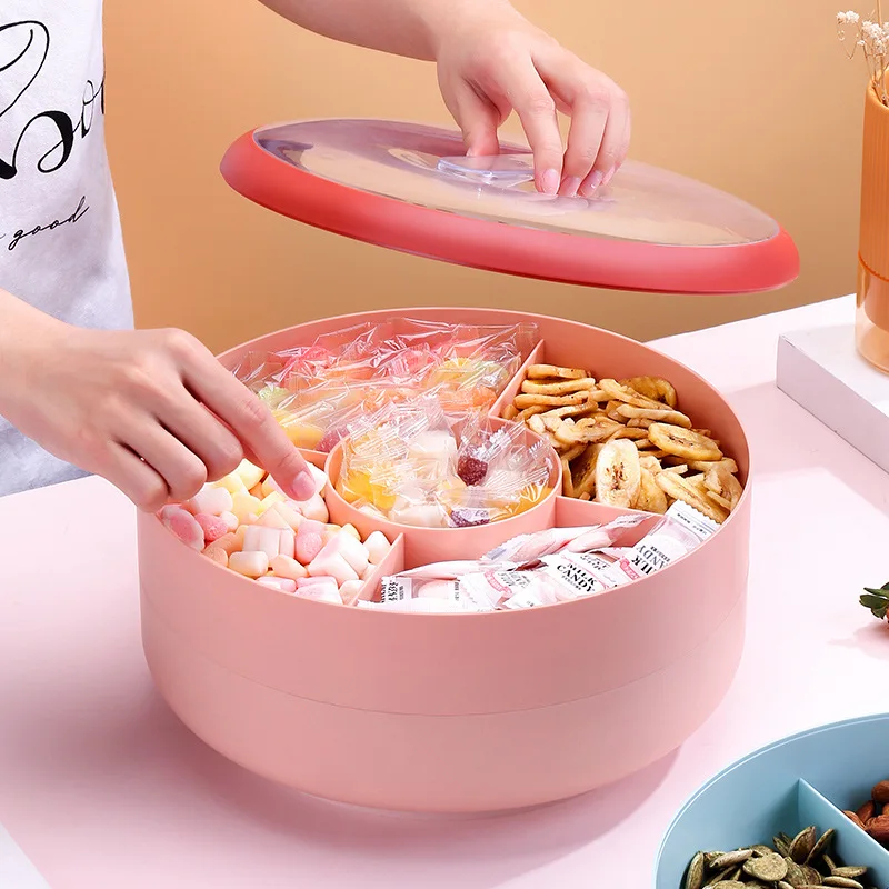 

11Creative Double-layer Rotary Candy box, Dried Fruit Candy Box, Compartment, Wedding Transparent Fruit Plate, Snack Box, Melon