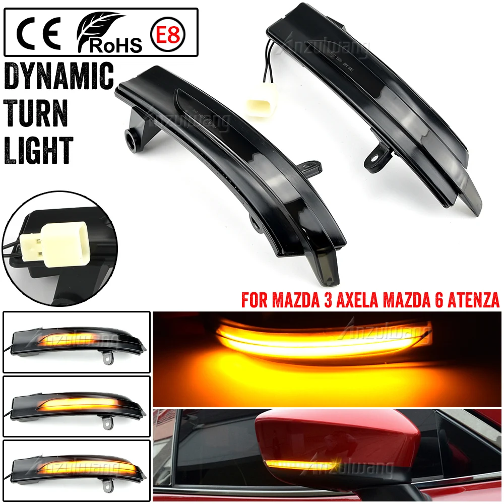 

2pcs For Mazda 3 Axela 2017 2018 Mazda 6 Atenza 2018 Dynamic Turn Signal LED Rearview Mirror Indicator Blinker Repeater Light