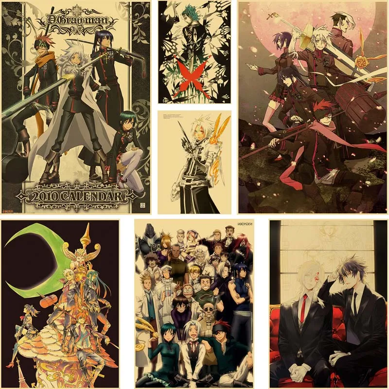 

Classic Anime D Gray Man Posters Vintage Kraft Paper Art Painting Pictures for Living Room Home Decor Bar Cafe Wall Stickers
