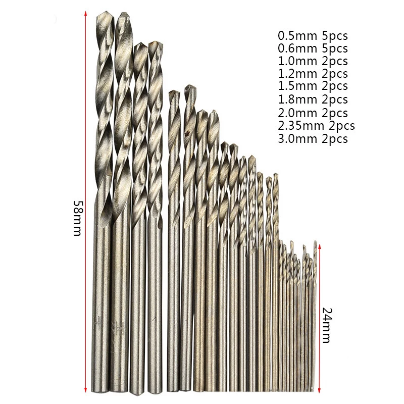 

For Electrical Shank rotary Drill bit Jewelry Miniature Straight Shank drilling 25Pcs Mini HSS Drilling Bits Set