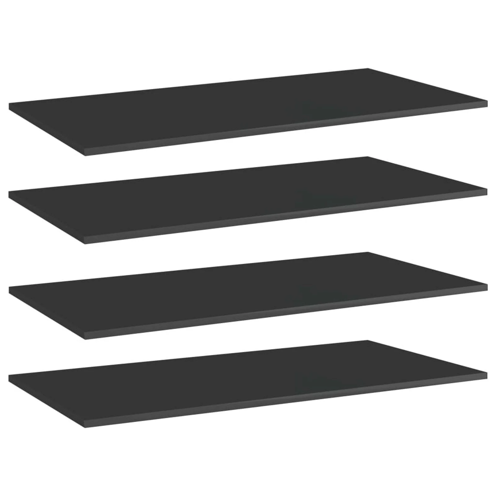 Bookshelf Boards 4 pcs High Gloss Black 31.5"x11.8"x0.6" Chipboard