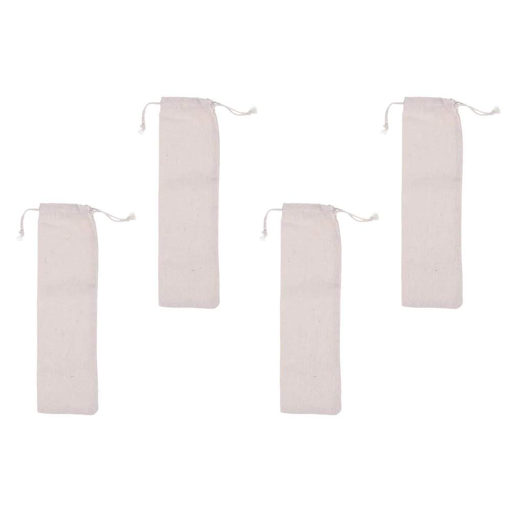 

Straw Pouchcutlery Storage Carrying Drawstring Camping Travel Straws Linen Holder Tableware Cases Case Reusable Fabric Burlap