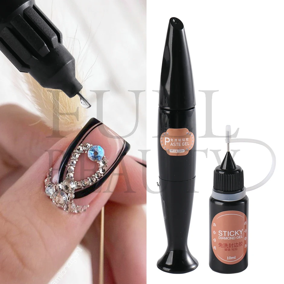 10ml Fast Drying Adhesive Nails Glue For Rhinestone No Wipe Edge Seal Caulk Jewelry Decorations Super Sticky Gel Manicure GL2020 - купить по