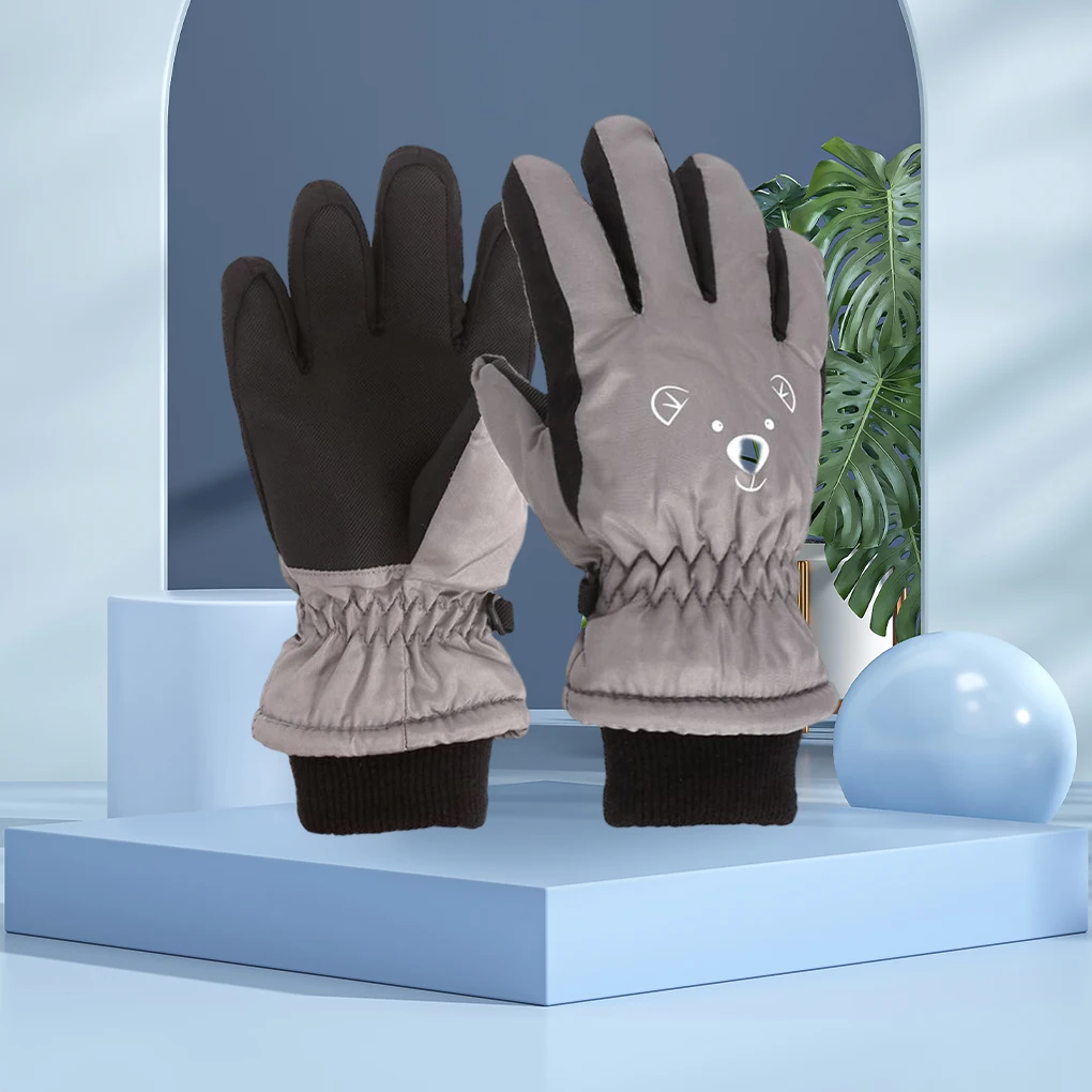 

1 пара тканевых детских лыжных перчаток, сменные теплые сохраняющие тепло ветрозащитные перчатки с цветным рисунком животных, водонепрониц...