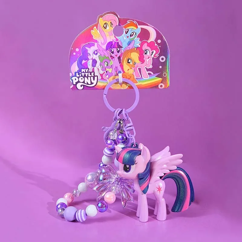 Фото Kawaii My Little Pony брелок аксессуары рюкзак кулон аниме фигурка игрушка брелок кукла подарок для девочки Сумеречный блеск Флаттершай №3