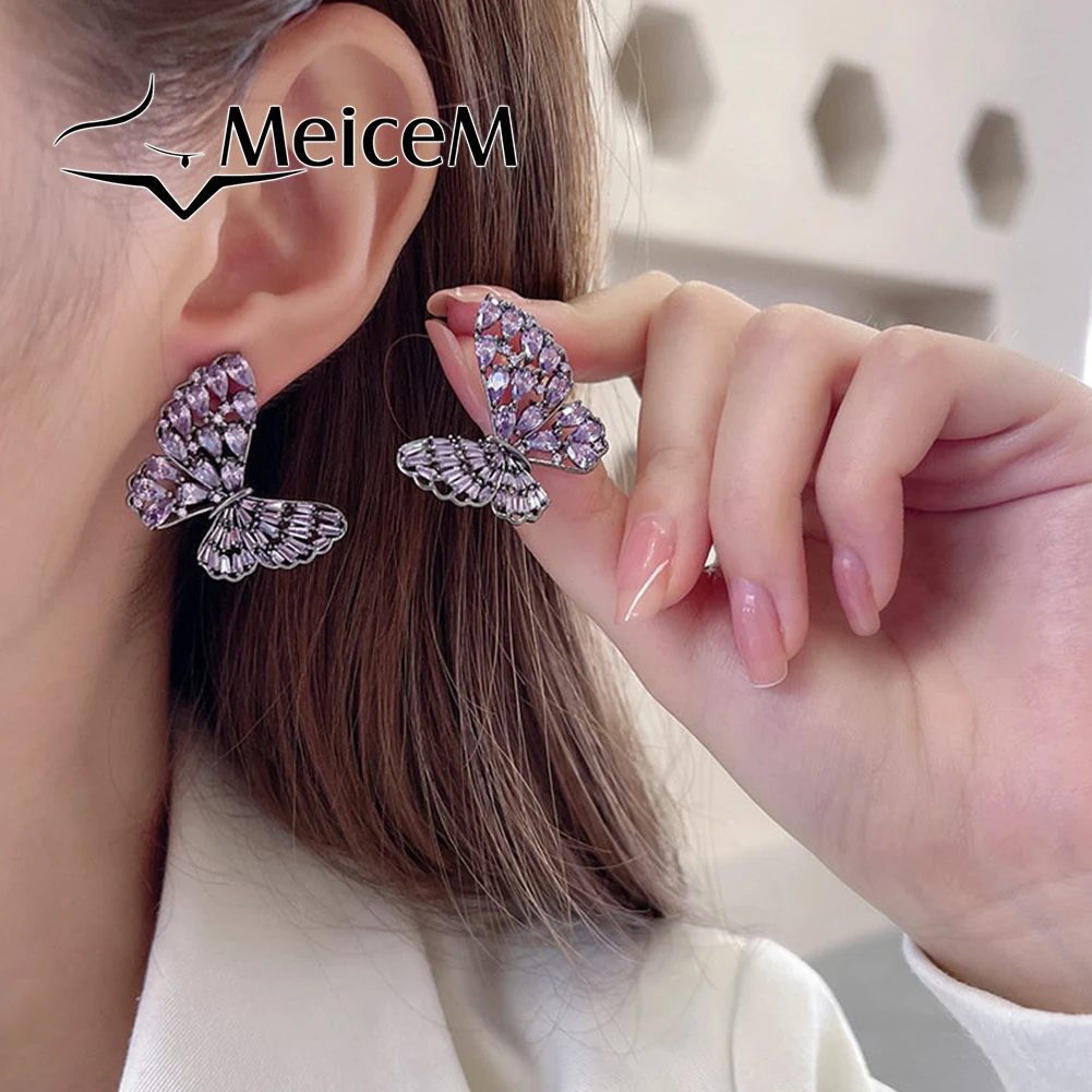 

New in Drop Earrings Zircon Butterfly Fashion Summer Jewelry Funny Earings Elegant Gift Luxury Statement 2023 Earrings for Women